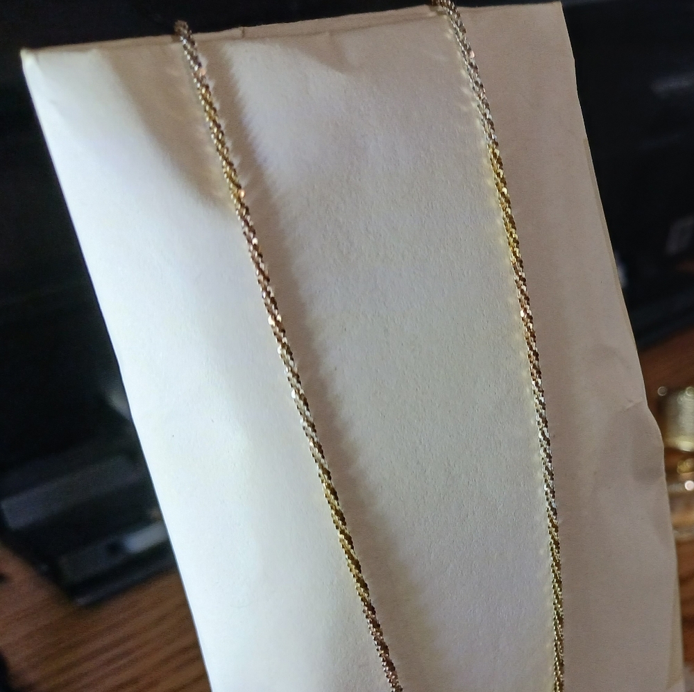18 Inch Italian 14K Rose Gold Over 925 Sterl. Diam. Cut Sparkle Necklace 5.20g